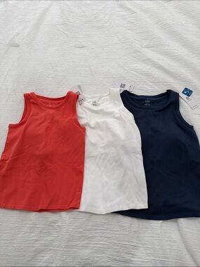 Women’s Ribbed Tank Top 3-Pack - Red, White & Navy